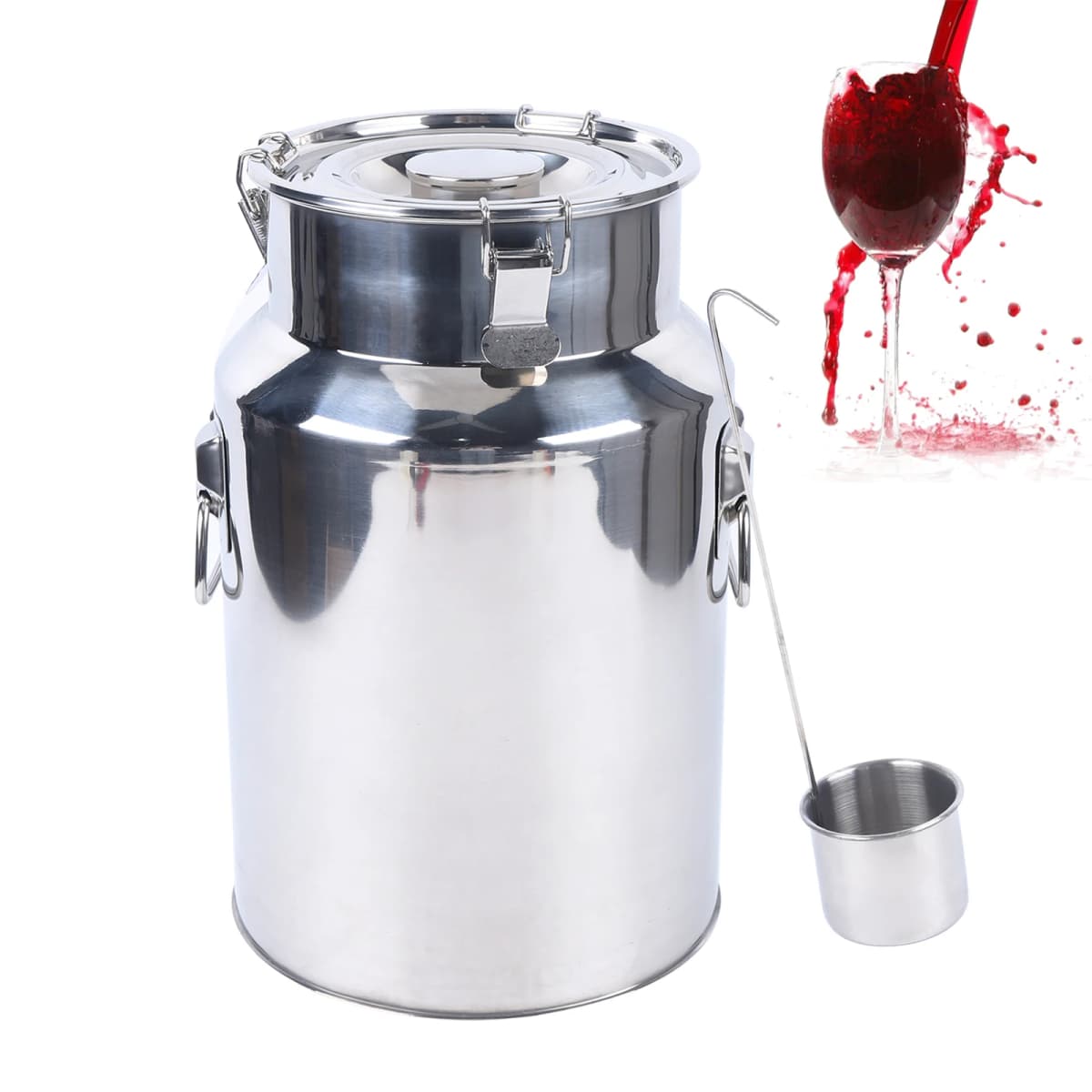 201 Stainless Steel Milk Jug Leak-Proof Lid Milk Jug Transport Jug Stainless Steel Container with Silicone Seal (18L)