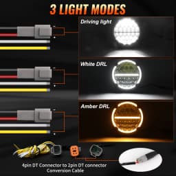 CO LIGHT Round LED Offroad Lights 9 Inch Spot Flood Driving Light Pods with DRL 90000LM Super Bright Off Road Ditch Work Light
