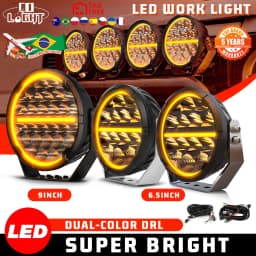 CO LIGHT Round LED Offroad Lights 9 Inch Spot Flood Driving Light Pods with DRL 90000LM Super Bright Off Road Ditch Work Light