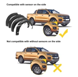 6'' Wheel Arch Extension Fender Flares for Ford Ranger Wildtrak Limited XLT XL 2015-2022 T7 T8 Models Dual Cab Mudguards