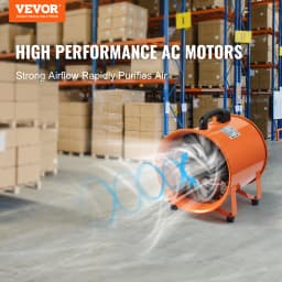 SucceBuy Portable Exhaust Fan 16in Industrial Cylinder Fan with 5M/10M Duct Hose Exhaust Blower for Sucking Dust Home Workplace