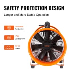SucceBuy Portable Exhaust Fan 16in Industrial Cylinder Fan with 5M/10M Duct Hose Exhaust Blower for Sucking Dust Home Workplace