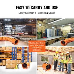 SucceBuy Portable Exhaust Fan 16in Industrial Cylinder Fan with 5M/10M Duct Hose Exhaust Blower for Sucking Dust Home Workplace