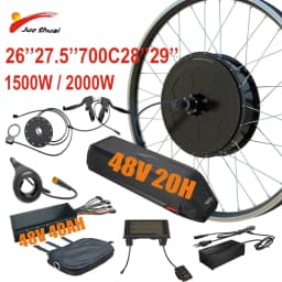 2000W 48V Electric Bike Coversion Kit 26''27.5''700C29'' Brusheless Gearless Hub Motor Wheel 20Ah Hailong Lithium Battery