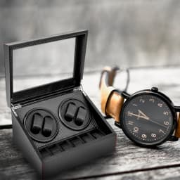 Carbon Fiber PU Leather Watch Winder Automatic Rotation Watches Storage Box Display Case Electric Turntables