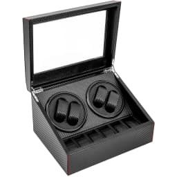 Carbon Fiber PU Leather Watch Winder Automatic Rotation Watches Storage Box Display Case Electric Turntables
