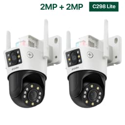 ZOSI C298 4K 8MP Dual-Lens(2x4MP) Wired WiFi PTZ Security Camera Outdoor with Wide Angle 8X Hybrid Zoom 360 Surveillane Cam