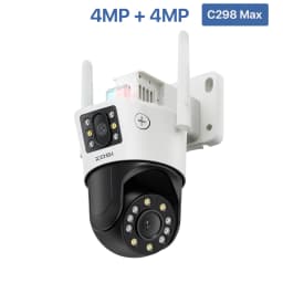 ZOSI C298 4K 8MP Dual-Lens(2x4MP) Wired WiFi PTZ Security Camera Outdoor with Wide Angle 8X Hybrid Zoom 360 Surveillane Cam