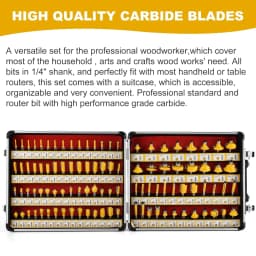 Allsome 100pcs 1/4” Router Bits, Carbide Wood Milling Cutter for Woodworkers and Beginners, Ideal for Woodworking Project