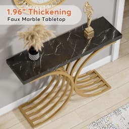 Tribesigns Narrow Console Table, Side Table with Gold Metal Frame, 100 x 30 x 80 cm, Hallway Table, Small Exhibition Table, Sofa