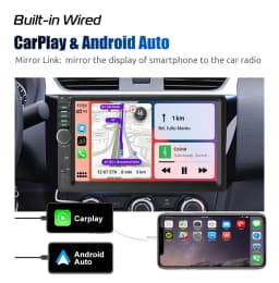 ESSGOO 7 Inch Carplay/Android Auto Double 2 DIN Car Stereo Stereo Head Unit Radio AUX FM USB Multimedia MP5 Player