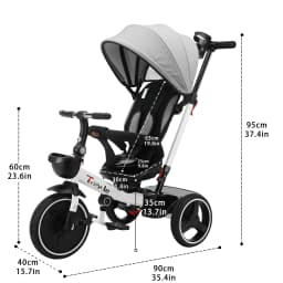 Ubravoo Baby Stroller Tricycle Ride Bike , 5-in-1, Adjustable Canopy, Sitting & Lying,Celerity Disassembly & Assembly,1-5 Years