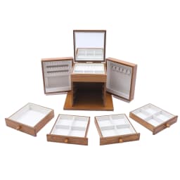 Bymaocar 5 Layers Vintage Large Jewelry Organizer Case Wooden Storage Box with 4 Drawers Jewelry Boxes