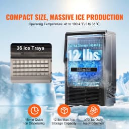 SucceBuy Commercial Ice Maker Machine 36 Ice Cubes in 12-15 Minutes Freestanding Cabinet Ice Maker for Bar Home Restaurant