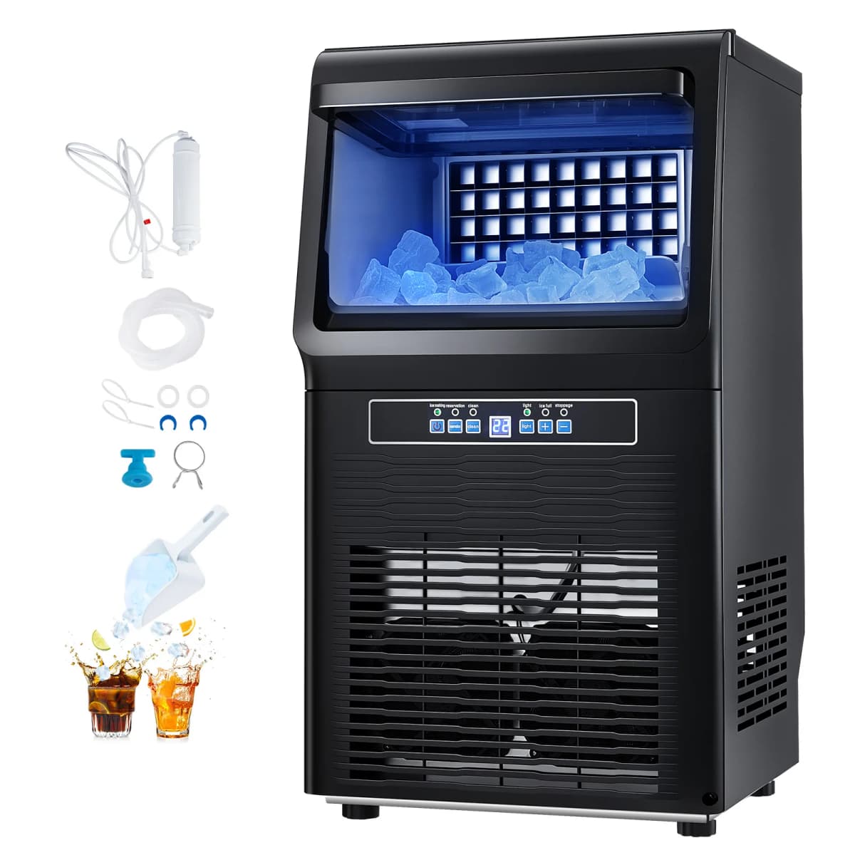 SucceBuy Commercial Ice Maker Machine 36 Ice Cubes in 12-15 Minutes Freestanding Cabinet Ice Maker for Bar Home Restaurant
