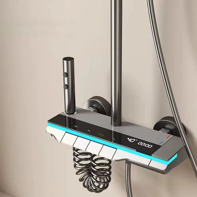 Bathroom Shower System High Quality Fourth Gear Bathroom Key Digital Display Rain Bathtub Copper Faucet Shower Set Bathrooms