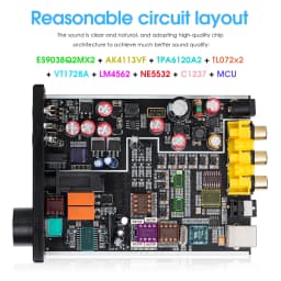 Nobsound HiFi Dual ES9038Q2M USB DAC Coaxial / Optical Digital to Analog Converter D/A Audio Adapter Headphone Amplifier