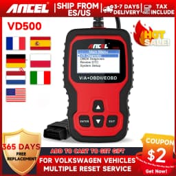 ANCEL VD500 OBD2 Scanner Car Diagnostic Tool Oil Service Reset EPB Brake TP Check Clear DTC SRS for Audi for VW for Skoda Seat