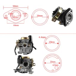 Carburetor Carby Carb & Intake Manifold for Rex RS 400 450 460 GY6 50cc 60cc for RS 400 / RS 450 / RS 460 /GY6 50cc / GY6 60cc