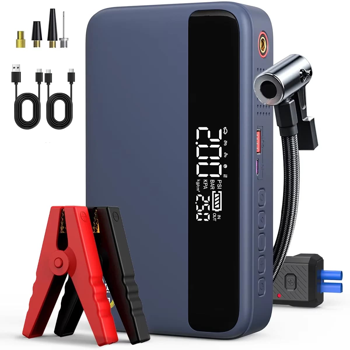Car Jump Starter with Air Compressor 26800mAh Portable Booster Charger Powerful Car Battery Starting Device