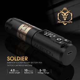 Ambition Soldier Wireless Tattoo Machine Rotaty Battery Pen 2400mAh LED Digital Display For Body Artwith Portable Power Pack
