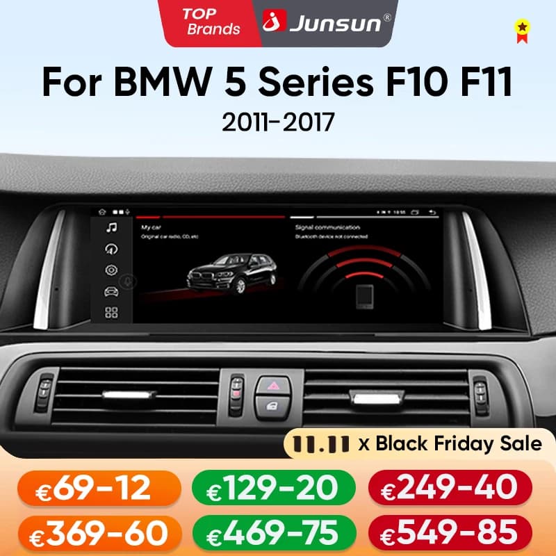 Junsun Wireless CarPlay Android Auto Car Radio Multimedia For BMW 5 Series F10 F11 2011-2017 CIC NBT 4G Audio Head Unit Stereo