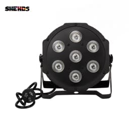 SHEHDS LED 7x12W RGBW Flat Par Light Fixed Plug Ultra-Quiet Fan Family Birthday Party Disco Family Club Stage Effect Light