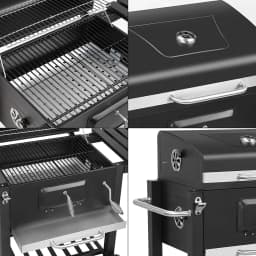 Charcoal Grill with Foldable Side Table, Heavy-duty BBQ Grill, Perfect for Outdoor Picnics Patio Garden and Backyard Grilling