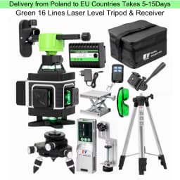 Kaitian Niveau Laser Level Receiver Green 16 Line 4D Self Leveling Cross Vertical and Horizontal Battery 360 Lasers Level Tripod