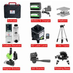 Kaitian Niveau Laser Level Receiver Green 16 Line 4D Self Leveling Cross Vertical and Horizontal Battery 360 Lasers Level Tripod
