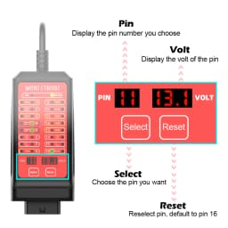 12V-24V OBD 2 Breakout Box with Power Plug & 27inch Extension Cable, Automotive Diagnostic Tool, Digital 16 Pin VPP Voltage