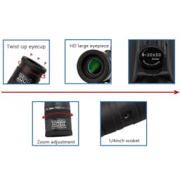 WG11 Zoom Monocular Telescope Camera 8-20x50 High Power Long Range Monoculars Waterproof Hunting Telescope For Camping Travel