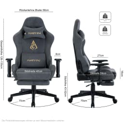 Andyou Gaming Chair, Computer Chair with Footrest, Headrest, Lumbar Support, Height Adjustable Ergonomic PC Chair