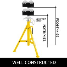 SucceBuy 0.5-12 inch Pipe Stand Adjustable Height 32"-55" Pipe 2500Lb Capacity Stands Portable Folding Pipe Stand w/ Roller