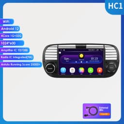 1Din Android 12 AI Voice Carplay Android Auto Radio For FIAT 500 Car Multimedia GPS 4G autoradio RDS 4G-LET SWC NO DVD