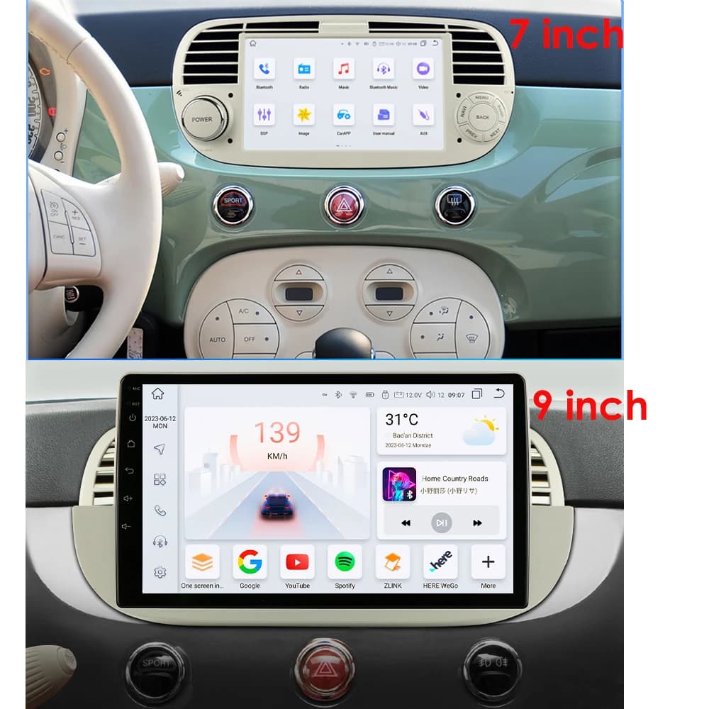 1Din Android 12 AI Voice Carplay Android Auto Radio For FIAT 500 Car Multimedia GPS 4G autoradio RDS 4G-LET SWC NO DVD