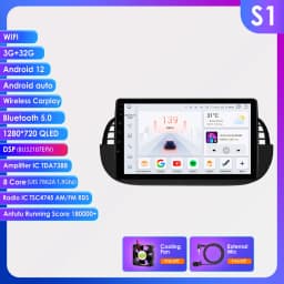 1Din Android 12 AI Voice Carplay Android Auto Radio For FIAT 500 Car Multimedia GPS 4G autoradio RDS 4G-LET SWC NO DVD