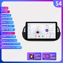 1Din Android 12 AI Voice Carplay Android Auto Radio For FIAT 500 Car Multimedia GPS 4G autoradio RDS 4G-LET SWC NO DVD