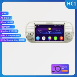 1Din Android 12 AI Voice Carplay Android Auto Radio For FIAT 500 Car Multimedia GPS 4G autoradio RDS 4G-LET SWC NO DVD