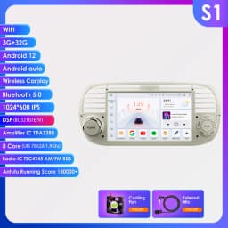 1Din Android 12 AI Voice Carplay Android Auto Radio For FIAT 500 Car Multimedia GPS 4G autoradio RDS 4G-LET SWC NO DVD