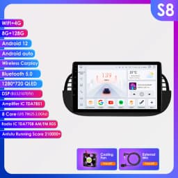 1Din Android 12 AI Voice Carplay Android Auto Radio For FIAT 500 Car Multimedia GPS 4G autoradio RDS 4G-LET SWC NO DVD