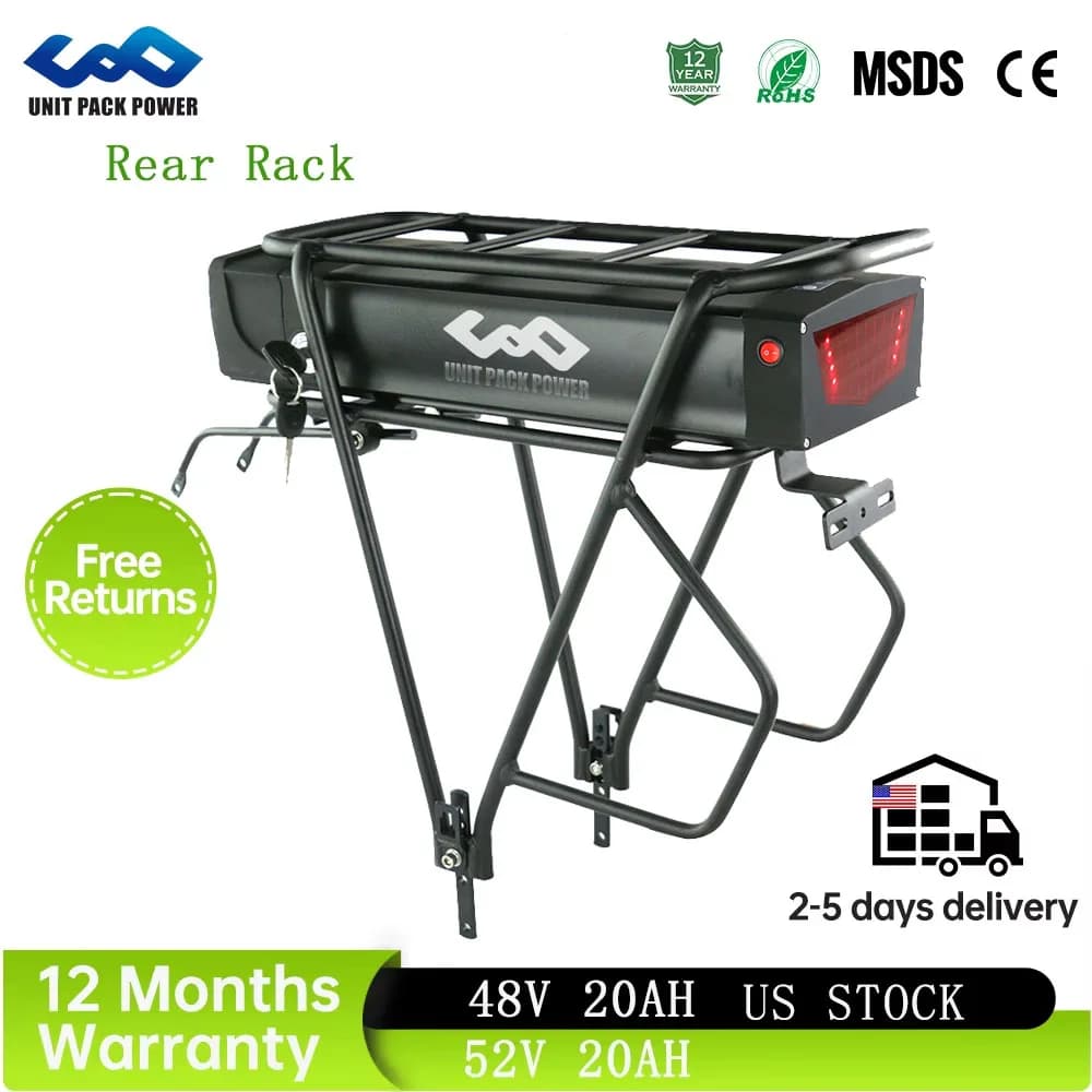 48V 30AH 21700 Rear Rack 52V 30AH Ebike Battery 48V 20Ah Electric Bycicle Batteria Pack for 2000W 1500W 1000W 750W 500W 350W