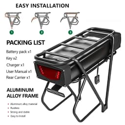 48V 30AH 21700 Rear Rack 52V 30AH Ebike Battery 48V 20Ah Electric Bycicle Batteria Pack for 2000W 1500W 1000W 750W 500W 350W