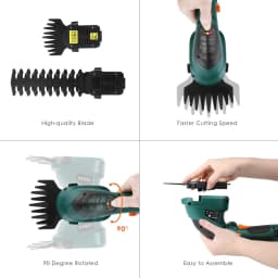 7.2V Electric Hedge Brush Trimmer Telescopic Handle Cordless 2-in-1 Grass Shear + Hedge Trimmer w/Extension Pole
