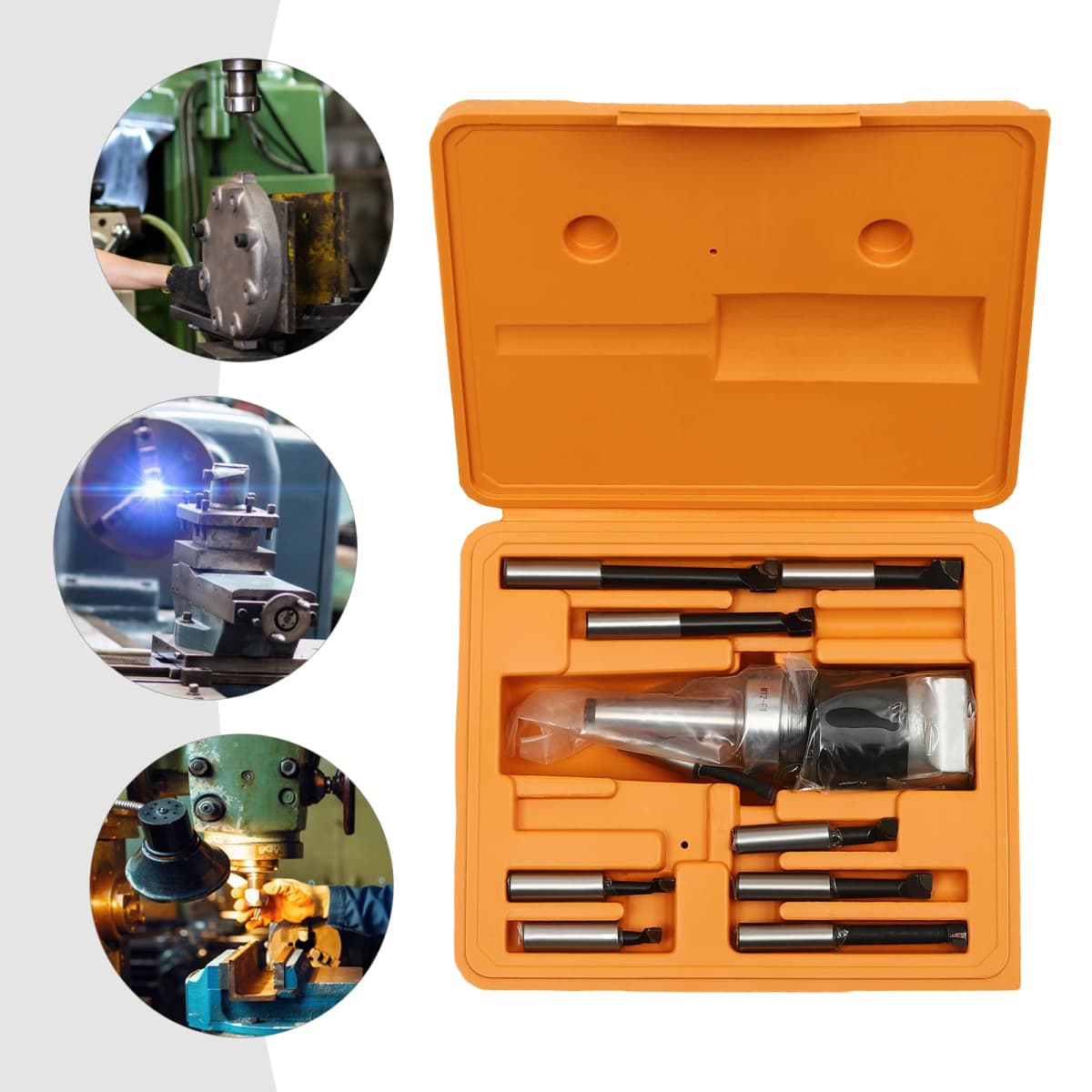 Boring Bar CNC Milling Tools Kit MT2-M10 50mm Boring Head +9 Boring Carbide Tips Milling Tools