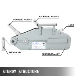 SucceBuy Hand Rope Winch Hoist with Extendable Lever 1.6T 25M/20M High Strength Wire Rope for Construction Sites Warehouse