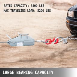 SucceBuy Hand Rope Winch Hoist with Extendable Lever 1.6T 25M/20M High Strength Wire Rope for Construction Sites Warehouse