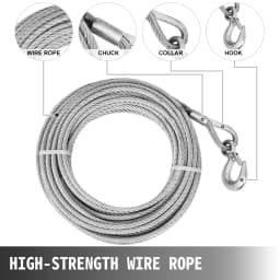 SucceBuy Hand Rope Winch Hoist with Extendable Lever 1.6T 25M/20M High Strength Wire Rope for Construction Sites Warehouse