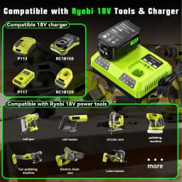 5Ah For P108 18V Batterie RB18L50 Battery and Li-ion Battery Charger P104 P107 RB18L50 RB18L20 Power Tools Battery