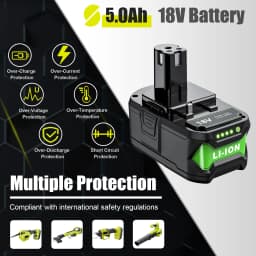 5Ah For P108 18V Batterie RB18L50 Battery and Li-ion Battery Charger P104 P107 RB18L50 RB18L20 Power Tools Battery